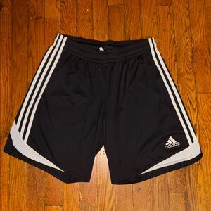 Adidas Black Shorts with White Stripes
